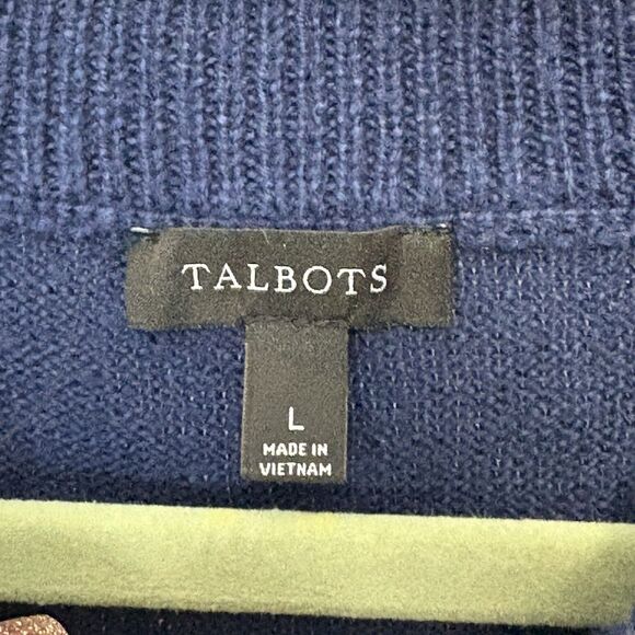 Talbots Super Soft Stripe Mockneck Sweater Rainbow Colorful Cotton Blend Large - Picture 7 of 9